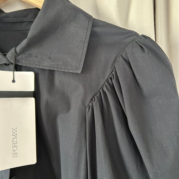Sportmax Black Cotton Poplin Button Up Blouse NWT - Picture 6 of 10